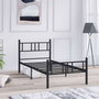 Hanah Home Cama Individual Black 90x200 Metal 100% Negro Alto Cabecero 88cm Profundo 200cm Patas 31.5cm